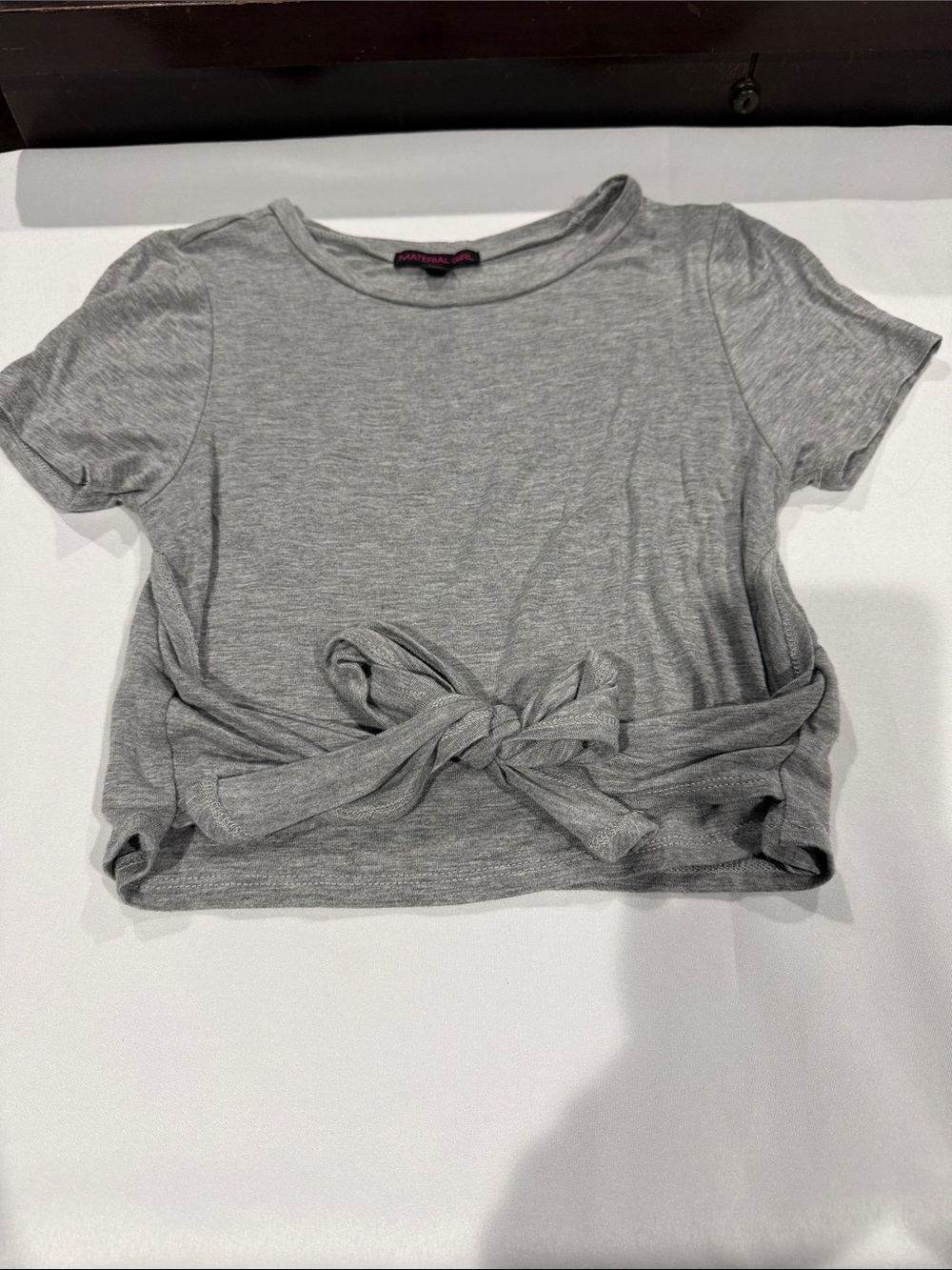 Material Girl Heather Gray Knot-Front Crop Top
